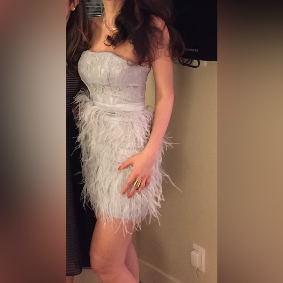 Beautiful Bebe dress with feathers - size 2 - Picture 2 of 3